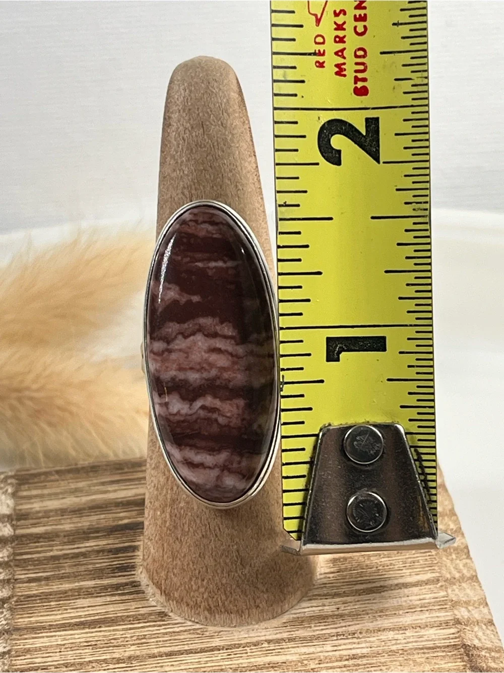925 Sterling Silver Overlay Coconut Jasper Gemstone Size 7.5
